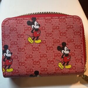NWT Mickey Mouse red zippered card wallet Disney holidays